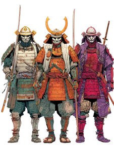 Samurai Warriors Trio Vinyl Car Decal Sticker – Waterproof & UV-Resistant 8.213333333333333"