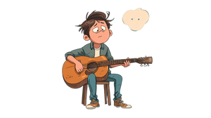 Unhappy Guitarist Vinyl Car Decal Sticker – Waterproof & UV-Resistant 5.4
