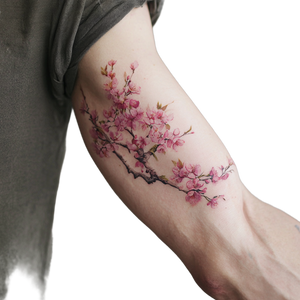 Cherry Blossom Tattoo Vinyl Car Decal Sticker – Waterproof & UV-Resistant 3.4133333333333336"