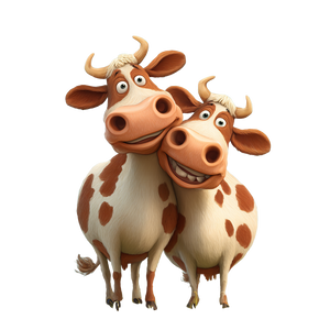 Happy Cartoon Cows Vinyl Car Decal Sticker – Waterproof & UV-Resistant 3.4133333333333336"