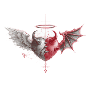 Angel Devil Heart V2 Vinyl Car Decal Sticker – Waterproof & UV-Resistant 3.4133333333333336"