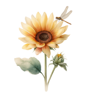 Sunflower Dragonfly Art Vinyl Car Decal Sticker – Waterproof & UV-Resistant 3.4133333333333336"