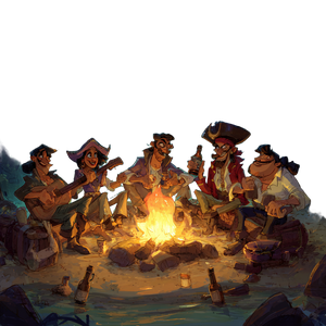 Pirate Campfire Gathering Vinyl Car Decal Sticker – Waterproof & UV-Resistant 3.4133333333333336"