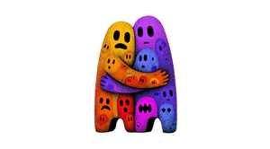 Deformed Embrace Art Vinyl Car Decal Sticker – Waterproof & UV-Resistant 2.72"