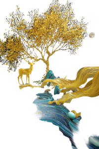 Golden Deer Scene Vinyl Car Decal Sticker – Waterproof & UV-Resistant 4.4 Golden Deer Scene Vinyl Car Decal Sticker – Waterproof & UV-Resistant 4.4