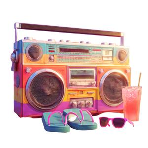 Retro Beach Boombox Vinyl Car Decal Sticker – Waterproof & UV-Resistant 3.4133333333333336"