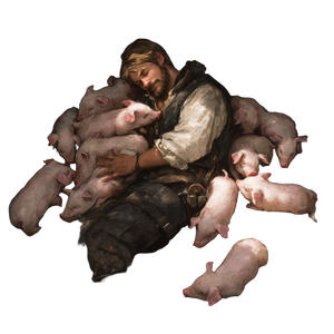 Farmer With Pigs Vinyl Car Decal Sticker – Waterproof & UV-Resistant 3.4133333333333336"