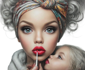 Little Girl Applying Lipgloss Vinyl Car Decal Sticker – Waterproof & UV-Resistant 6.613333333333333"