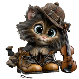 Cat Violinist Pixar Vinyl Car Decal Sticker – Waterproof & UV-Resistant 3.4133333333333336"