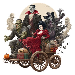 Halloween Characters Carousel Vinyl Car Decal Sticker – Waterproof & UV-Resistant 6.826666666666667"