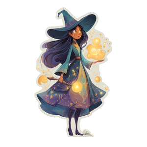 Whimsical Witch Character Vinyl Car Decal Sticker – Waterproof & UV-Resistant 3.4133333333333336"