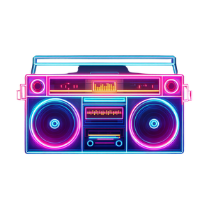 Neon Retro Boombox V2 Vinyl Car Decal Sticker – Waterproof & UV-Resistant 3.4133333333333336"