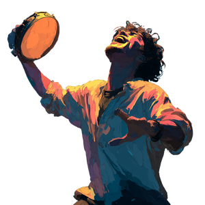 Ecstatic Tambourine Man Vinyl Car Decal Sticker – Waterproof & UV-Resistant 3.4133333333333336"