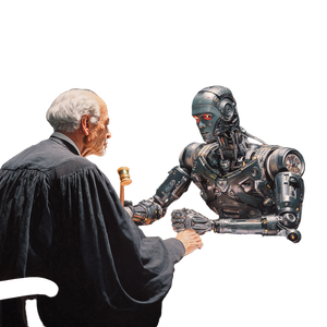 Judge And Robot Vinyl Car Decal Sticker – Waterproof & UV-Resistant 3.4133333333333336"
