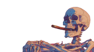 Skull Smoking Cigar V3 Vinyl Car Decal Sticker – Waterproof & UV-Resistant 2.72"