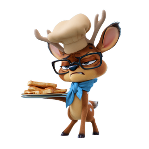 Chef Deer Cartoon Vinyl Car Decal Sticker – Waterproof & UV-Resistant 3.4133333333333336"