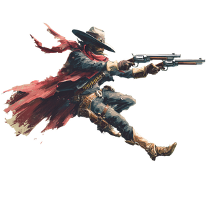 Fantasy Cowboy Shooting Vinyl Car Decal Sticker – Waterproof & UV-Resistant 3.4133333333333336"