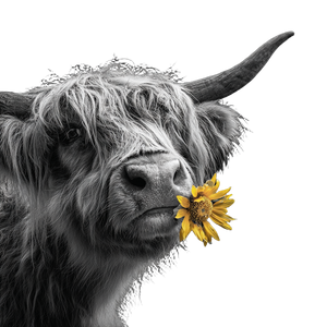 Highland Cow Sunflower V2 Vinyl Car Decal Sticker – Waterproof & UV-Resistant 6.826666666666667"