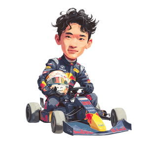 Stylized Tsunoda Portrait Vinyl Car Decal Sticker – Waterproof & UV-Resistant 3.4133333333333336"