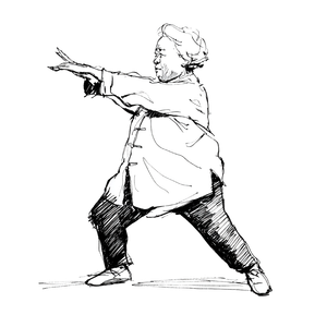 Old Woman Tai Chi Vinyl Car Decal Sticker – Waterproof & UV-Resistant 3.4133333333333336"