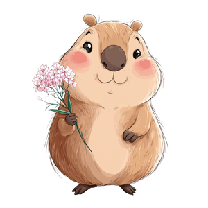 Cute Capybara Flower Vinyl Car Decal Sticker – Waterproof & UV-Resistant 3.4133333333333336"