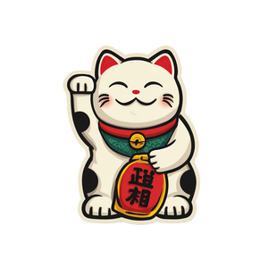 Lucky Cat Illustration V2 Vinyl Car Decal Sticker – Waterproof & UV-Resistant 3.4133333333333336"