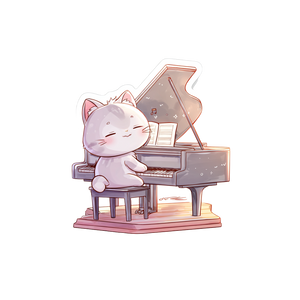 Dreamy Piano Cat Vinyl Car Decal Sticker – Waterproof & UV-Resistant 6.826666666666667"
