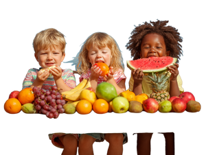 Happy Children Eating Fruit Vinyl Car Decal Sticker – Waterproof & UV-Resistant 6.1866666666666665"
