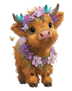 Cute Baby Highland Cow Vinyl Car Decal Sticker – Waterproof & UV-Resistant 4.1066666666666665"