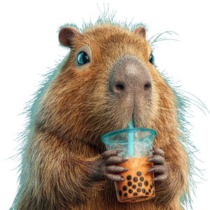Capybara Drinking Boba Vinyl Car Decal Sticker – Waterproof & UV-Resistant 3.4133333333333336"