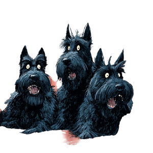 Scottish Terriers Comic Vinyl Car Decal Sticker – Waterproof & UV-Resistant 3.4133333333333336"