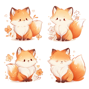 Chibi Fox Quartet Vinyl Car Decal Sticker – Waterproof & UV-Resistant 3.4133333333333336"
