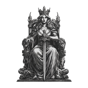 Queen On Throne V8 Vinyl Car Decal Sticker – Waterproof & UV-Resistant 3.4133333333333336"