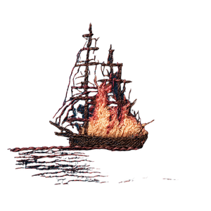 Burning Ship Flag Vinyl Car Decal Sticker – Waterproof & UV-Resistant 3.4133333333333336"