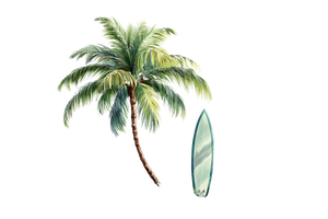 Beach Palm Surfboard Vinyl Car Decal Sticker – Waterproof & UV-Resistant 5.97333333333333