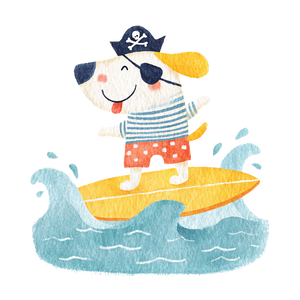 Pirate Dog Surfer Vinyl Car Decal Sticker – Waterproof & UV-Resistant 6.826666666666667"
