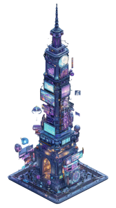 Futuristic Casino Tower Vinyl Car Decal Sticker – Waterproof & UV-Resistant 9.706666666666667"
