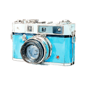 Vintage Blue Camera Vinyl Car Decal Sticker – Waterproof & UV-Resistant 3.4133333333333336"