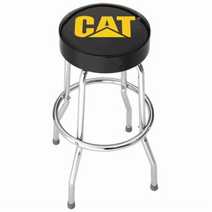 CAT Logo Black Vinyl Stool | Garage Game Room Accent, Strong Steel Frame, Foam-Padded Seat, Durable Non-Spinning Design