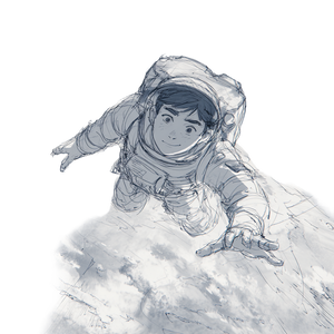 Teen Astronaut Sketch Vinyl Car Decal Sticker – Waterproof & UV-Resistant 3.4133333333333336"