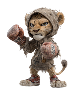 Boxing Baby Lion Vinyl Car Decal Sticker – Waterproof & UV-Resistant 4.0"