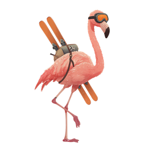 Skiing Flamingo V2 Vinyl Car Decal Sticker – Waterproof & UV-Resistant 3.4133333333333336"