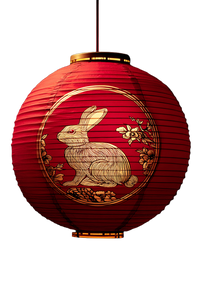 Red Rabbit Lantern Vinyl Car Decal Sticker – Waterproof & UV-Resistant 4.4