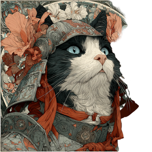 Samurai Cat Art V4 Vinyl Car Decal Sticker – Waterproof & UV-Resistant 3.4133333333333336"