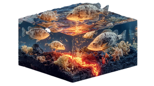 Underwater Volcanic Scene V2 Vinyl Car Decal Sticker – Waterproof & UV-Resistant 2.72"