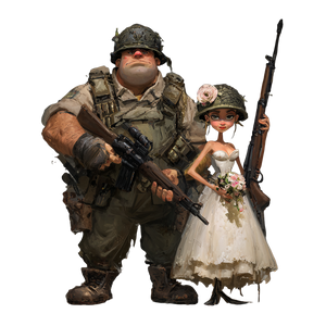Wedding Rifle Couple Vinyl Car Decal Sticker – Waterproof & UV-Resistant 6.826666666666667"