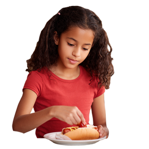 Girl With Hotdog Vinyl Car Decal Sticker – Waterproof & UV-Resistant 3.4133333333333336"