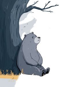 Sad Bear Sitting Vinyl Car Decal Sticker – Waterproof & UV-Resistant 4.0"
