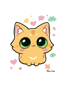 Chibi Golden Cat Vinyl Car Decal Sticker – Waterproof & UV-Resistant 4.1066666666666665"