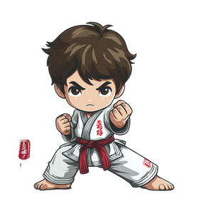 Karate Boy Mascot Vinyl Car Decal Sticker – Waterproof & UV-Resistant 3.4133333333333336"